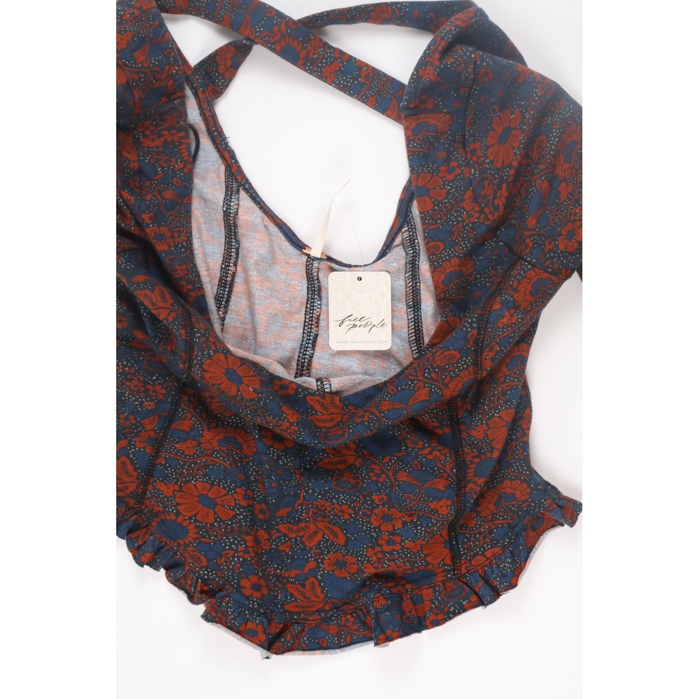 Free People Womens Top Katya Corset Navy Combo Floral Medium NWT $68 - Picture 2 of 6